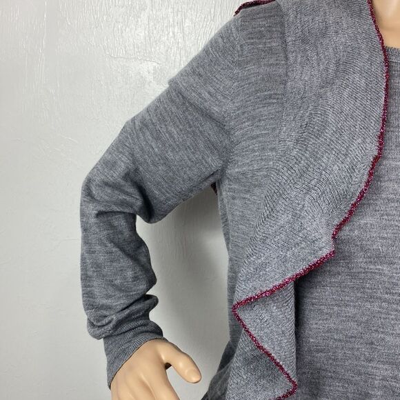 Rhie merino wool gray ruffle detailing pullover sweater size L - Picture 2 of 9